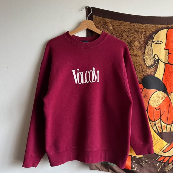 Vintage 90s RARE Volcom Surfing Maroon Crewneck Size L - Picture 3 of 7